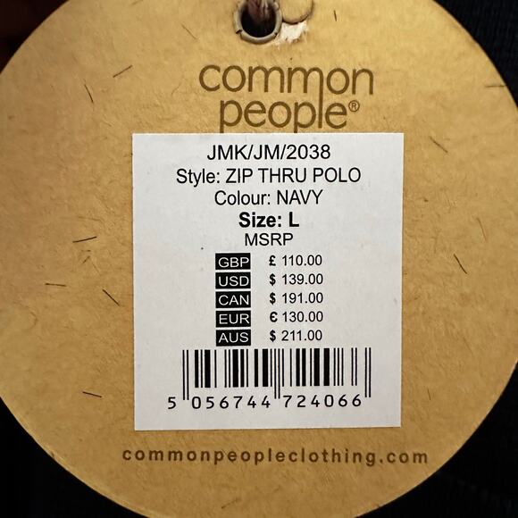 Common People Clothing NWT Navy Blue Full Zip Thru Polo Sweater Cardigan Large - Picture 8 of 10